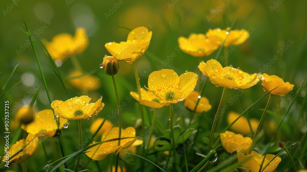 Buttercups, small yellow flowers symbolizing prosperity and radiance, often found in Easter meadows and springtime fields. Buttercups, small yellow flowers symbolizing prosperity and radiance, often found in Easter meadows and springtime fields.