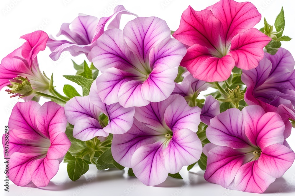 Petunia flowers white background, Ai Generated Petunia flowers white background, Ai Generated