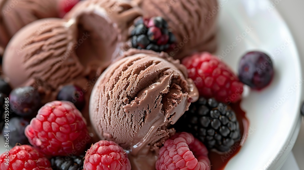 chocolate ice cream with berries chocolate ice cream with berries