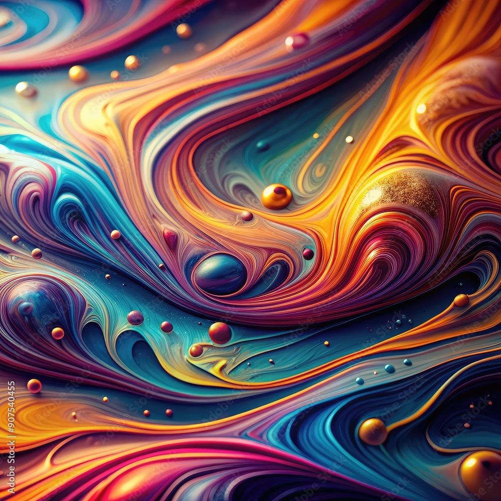 Beautiful abstraction of liquid paints in slow blending flow mixing together gently Beautiful abstraction of liquid paints in slow blending flow mixing together gently