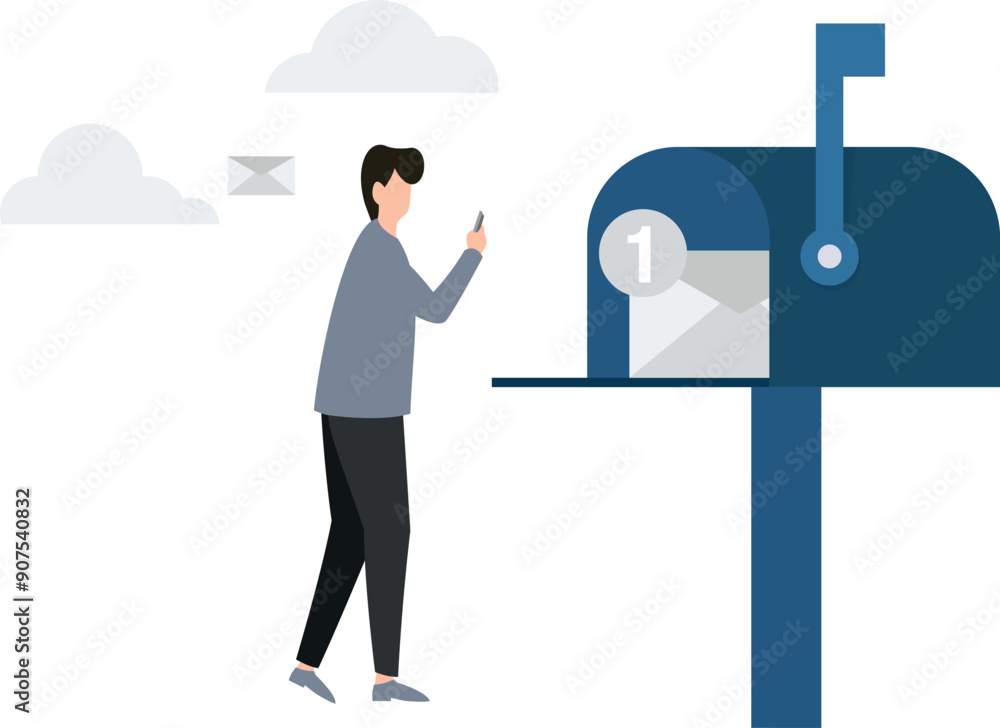 The boy is posting a mail. The boy is posting a mail.