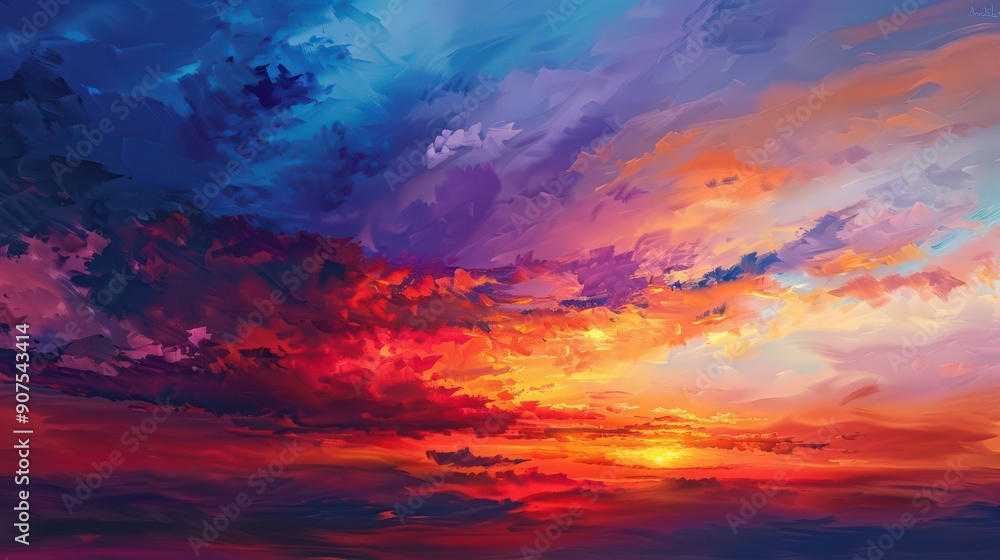 Focus on the layers of colors during sunset, from deep oranges and reds to soft purples and blues, blending seamlessly in the sky Focus on the layers of colors during sunset, from deep oranges and reds to soft purples and blues, blending seamlessly in the sky