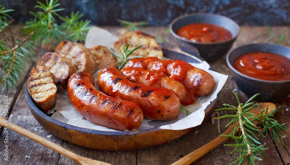 Aussie BBQ: Grilled Sausages and Steaks with Tomato Sauce Aussie BBQ: Grilled Sausages and Steaks with Tomato Sauce