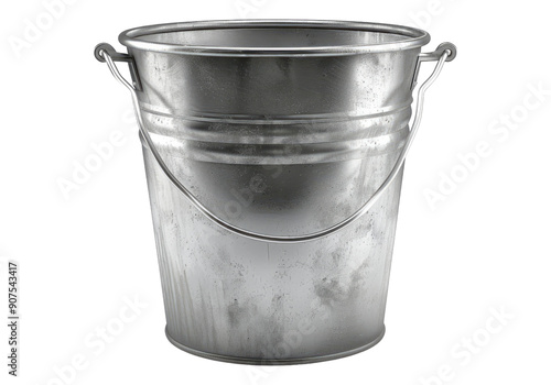 Metal bucket isolated on transparent background.