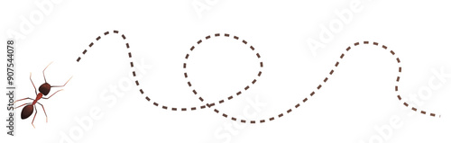 Ant trail with dotted line isolated on transparent background