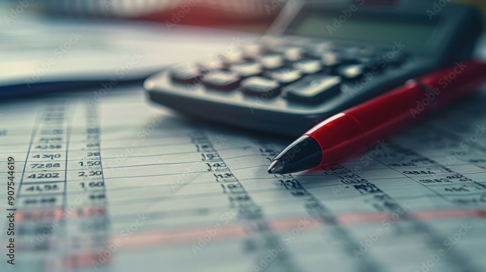 The calculator and red pen The calculator and red pen