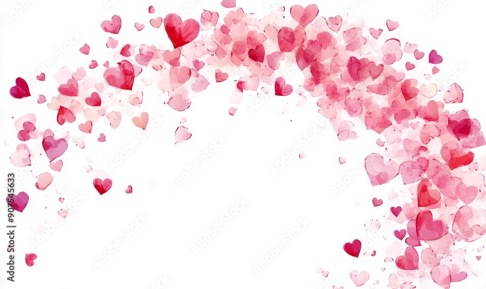 Pink hearts frame, white overlay Valentines day banner design, flying hearts illustration with copy space, Generative AI Pink hearts frame, white overlay Valentines day banner design, flying hearts illustration with copy space, Generative AI