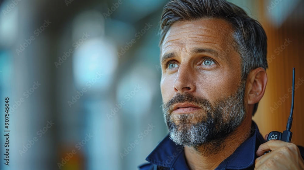 Male security guard close up portrait Male security guard close up portrait
