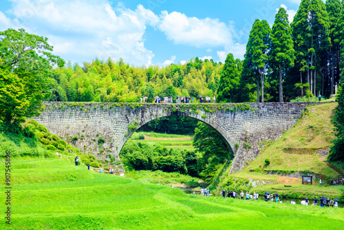 夏の通潤橋 熊本県上益城郡 Tsujun Bridge in summer. Kumamoto Pref, Kamimashiki-gun.