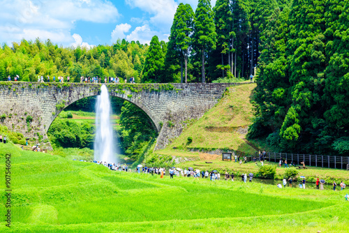 夏の通潤橋　熊本県上益城郡　Tsujun Bridge in summer. Kumamoto Pref, Kamimashiki-gun. photo