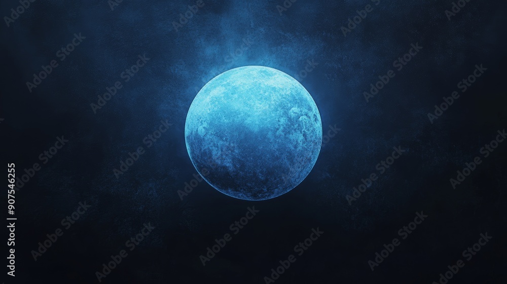Glowing blue gradient sphere on black background, moon rise abstract grainy noise texture effect poster design, Generative AI Glowing blue gradient sphere on black background, moon rise abstract grainy noise texture effect poster design, Generative AI