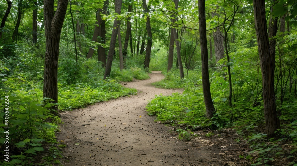 Winding Path Through Lush Forest. Winding Path Through Lush Forest.