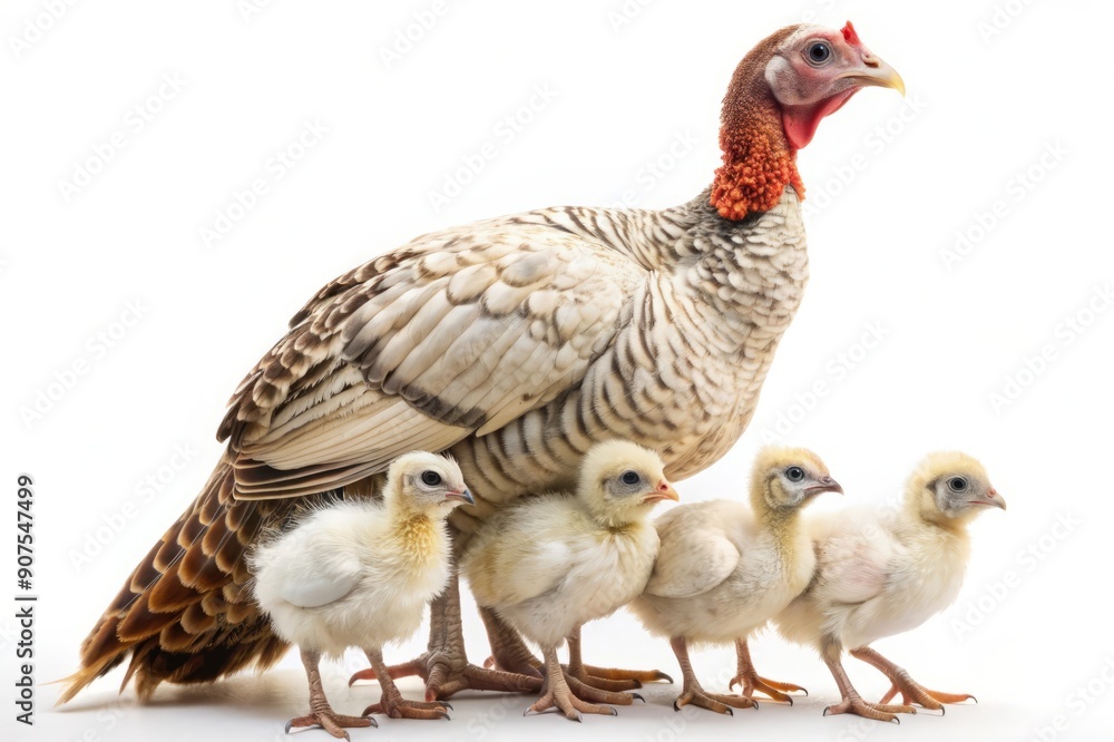 Fototapeta premium Turkey Hen and Chicks.
