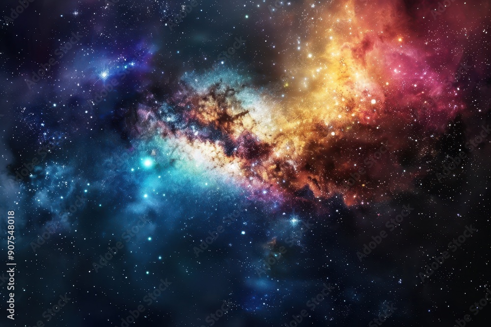 A vibrant nebula with glowing stars and cosmic dust clouds A vibrant nebula with glowing stars and cosmic dust clouds