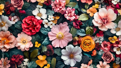 Wallpaper Mural Panoramic Floral Banner with Blooming Flowers Torontodigital.ca