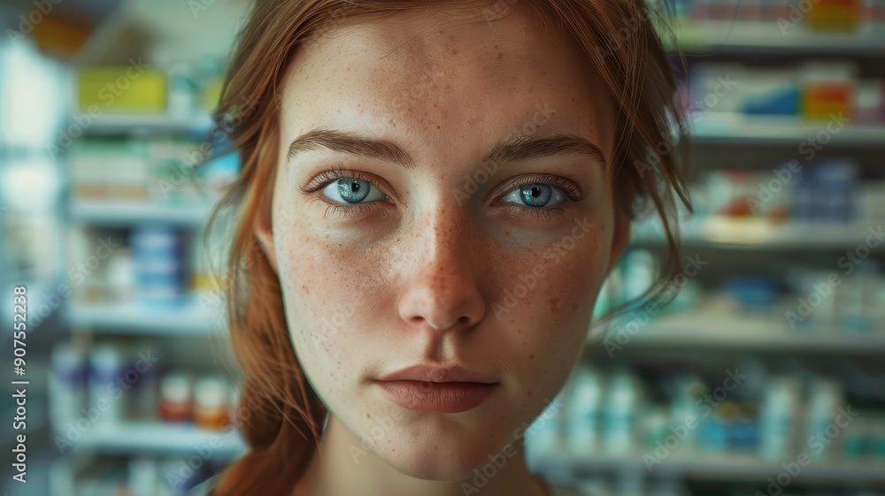 Compassionate close-up portrait of a young Estonian female doctor with a focused expression in a clinical setting Compassionate close-up portrait of a young Estonian female doctor with a focused expression in a clinical setting