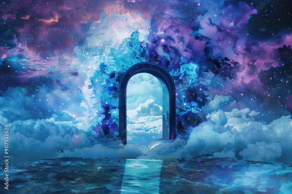 A Celestial Gateway Emerging from a Starry Sky A Celestial Gateway Emerging from a Starry Sky