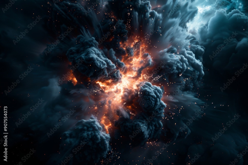 Igniting flames with vapor and dust create a surreal scene, where swirling particles add to the otherworldly effect. Igniting flames with vapor and dust create a surreal scene, where swirling particles add to the otherworldly effect.