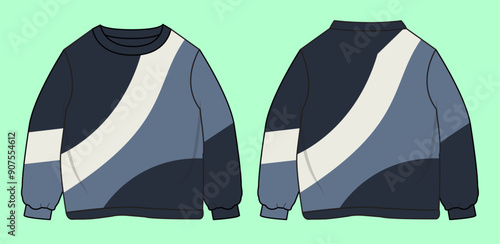 Toddler Boys colour block terry fleece sweatshirt flat sketch outline vector fashion illustration template.
