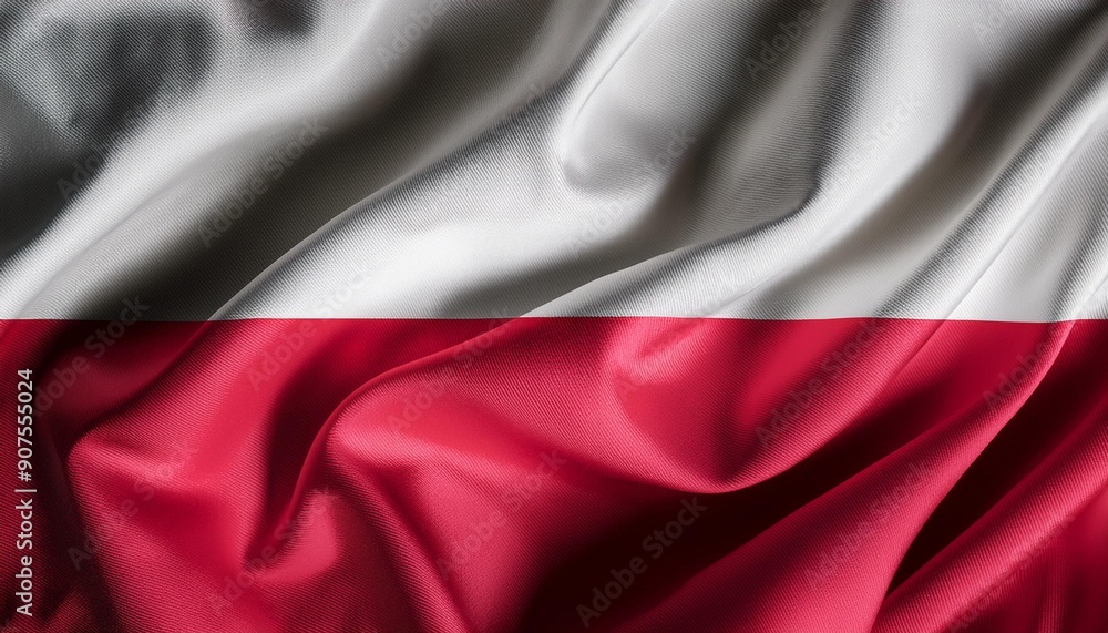 Abstract Bicolor: Polish Flag in Silk Waves Abstract Bicolor: Polish Flag in Silk Waves