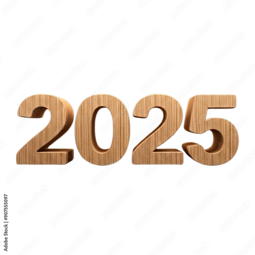 red wooden 2025 happy new year on Isolated transparent background png. generated with AI red wooden 2025 happy new year on Isolated transparent background png. generated with AI