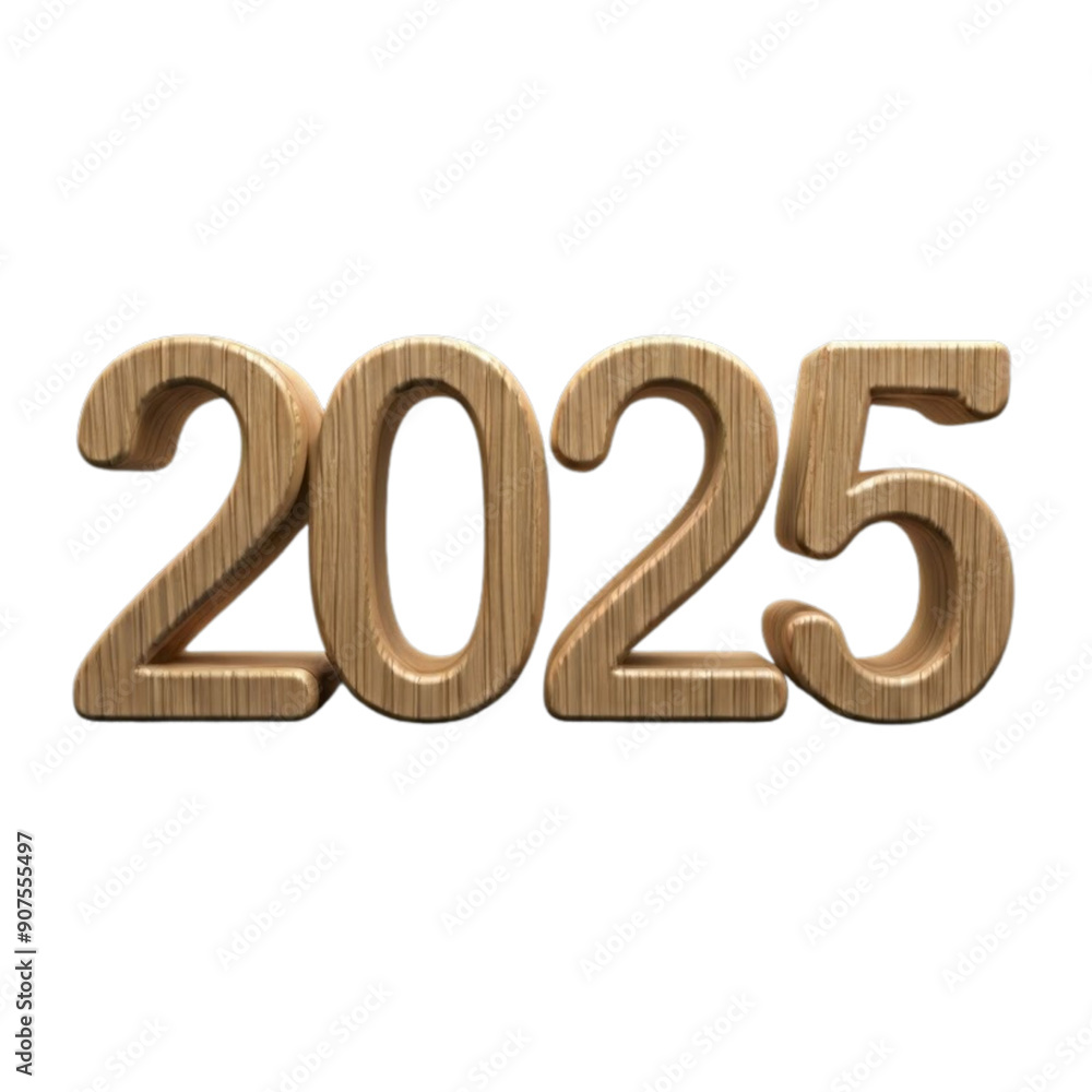 red wooden 2025 happy new year on Isolated transparent background png. generated with AI red wooden 2025 happy new year on Isolated transparent background png. generated with AI