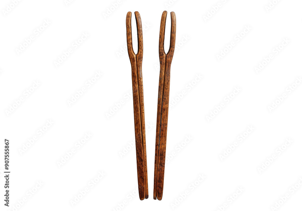 wooden serving tongs isolated on transparent background. wooden serving tongs isolated on transparent background.