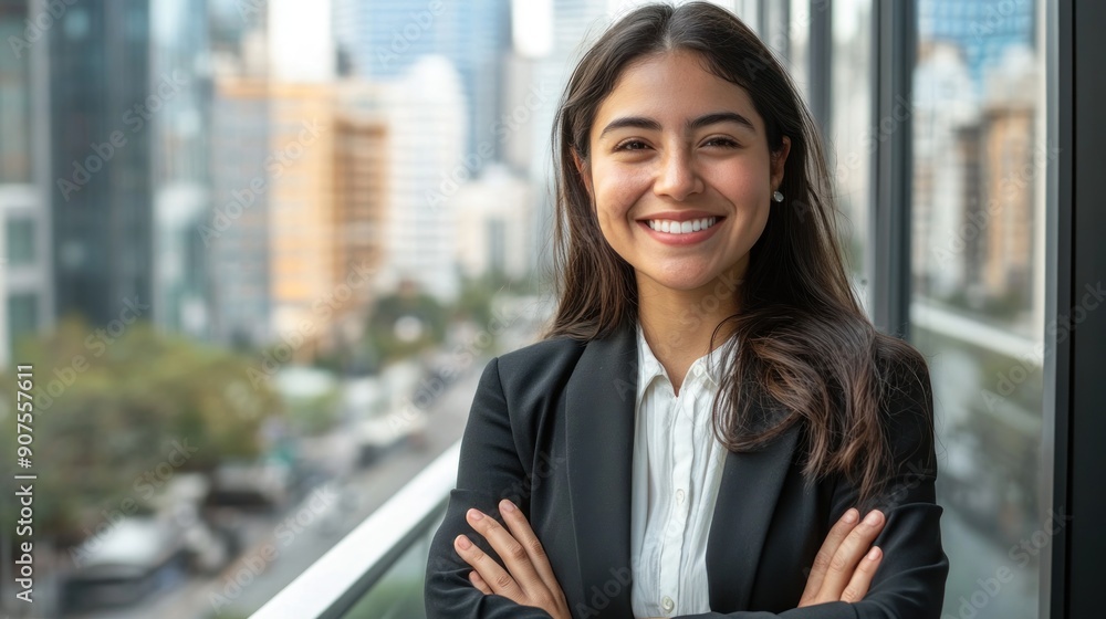 Fototapeta premium Confident Businesswoman in Office Setting