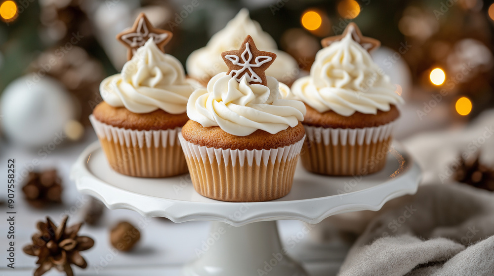 Festive Cupcakes with Decorations Festive Cupcakes with Decorations