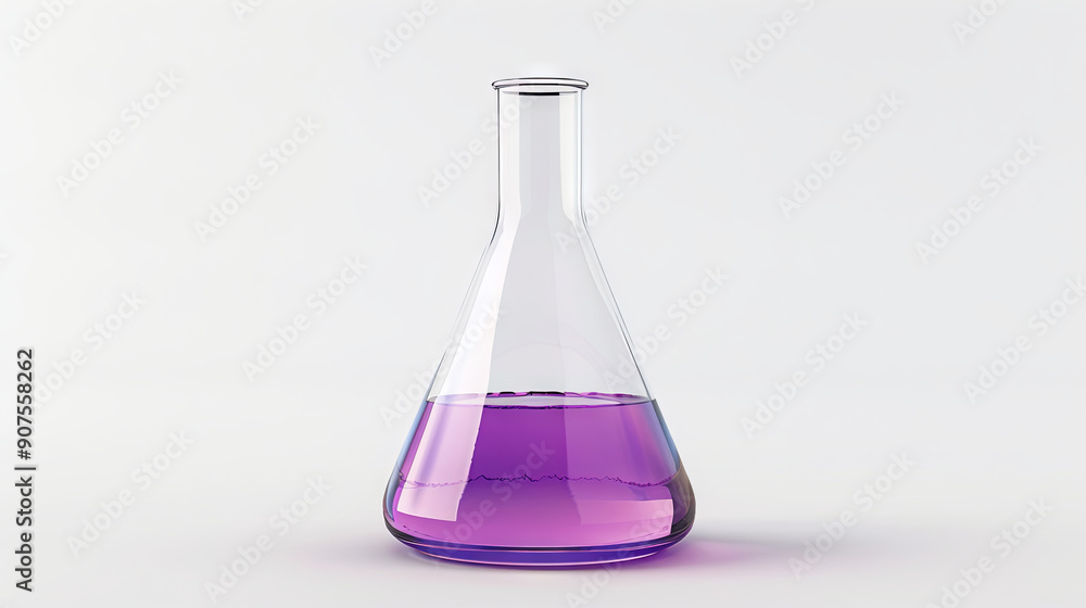 Glass laboratory flask on white isolated background