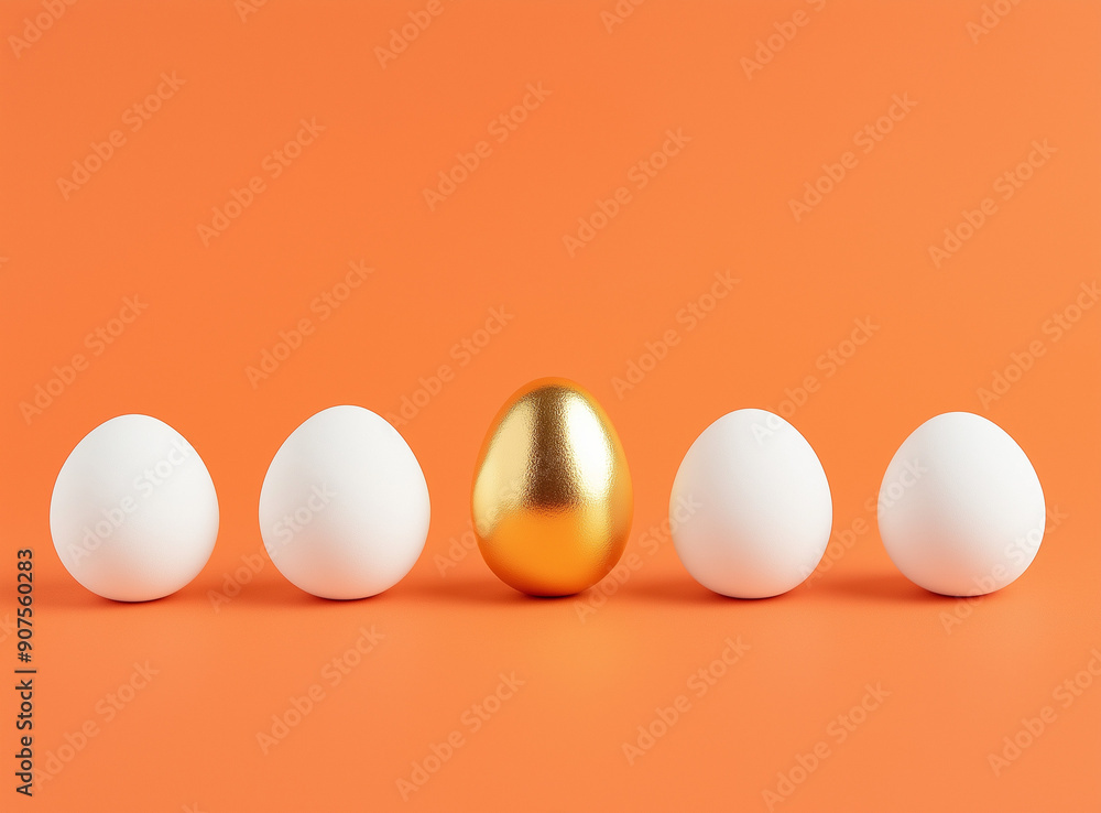 Golden Egg Among White, Standing Out in a Crowd Golden Egg Among White, Standing Out in a Crowd