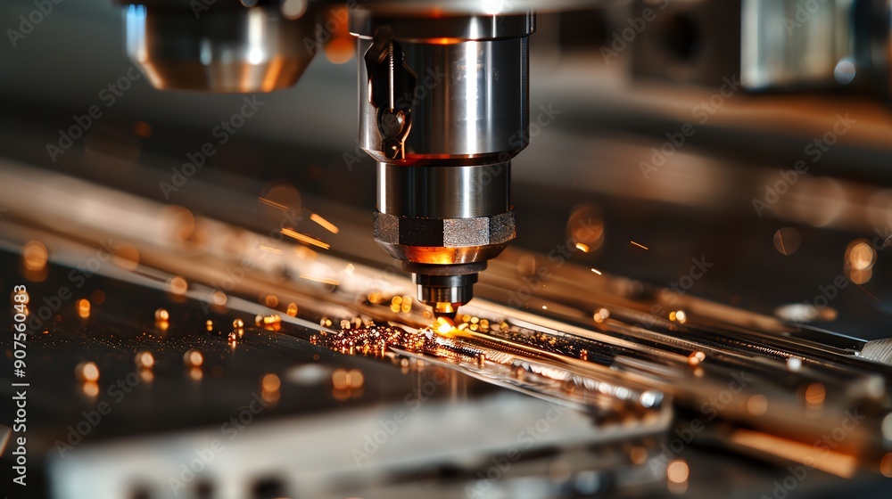 Close-up of a laser cutting metal with sparks, showcasing precision in manufacturing and advanced technology. Close-up of a laser cutting metal with sparks, showcasing precision in manufacturing and advanced technology.