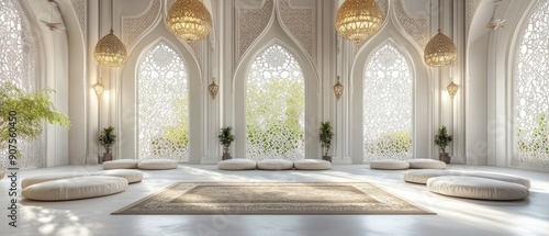 A beautiful white room with arabic ornaments