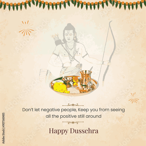 Happy Dussehra, Lord Rama with puja thali