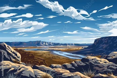 A River Winding Through a Mountainous Desert Landscape