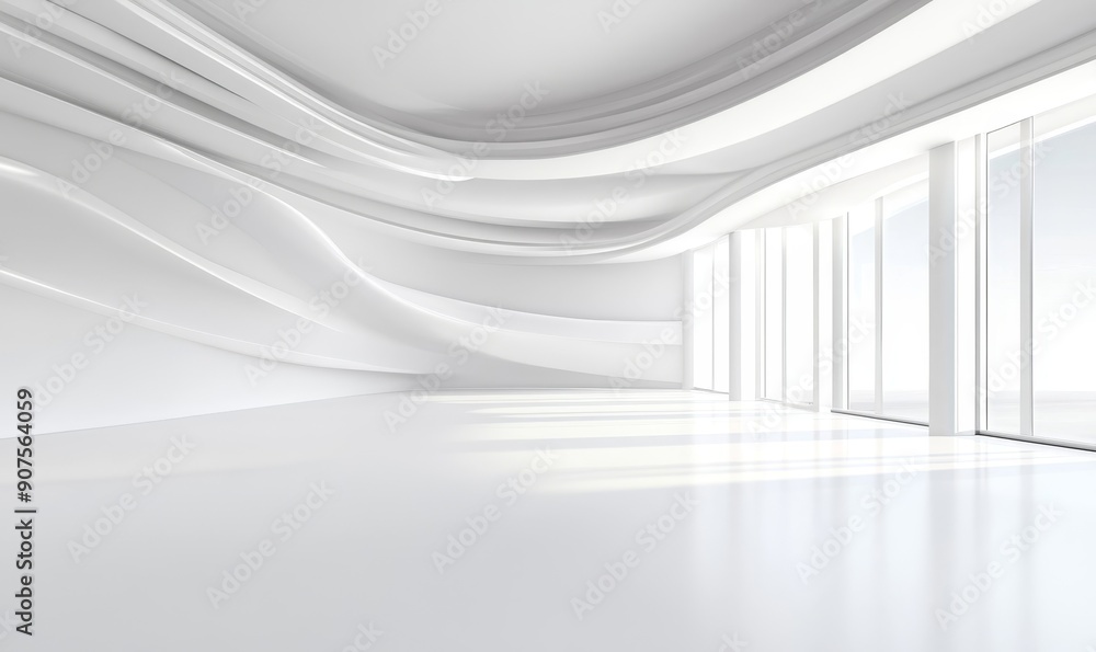Obraz premium 3D White Interior Background, Generative AI