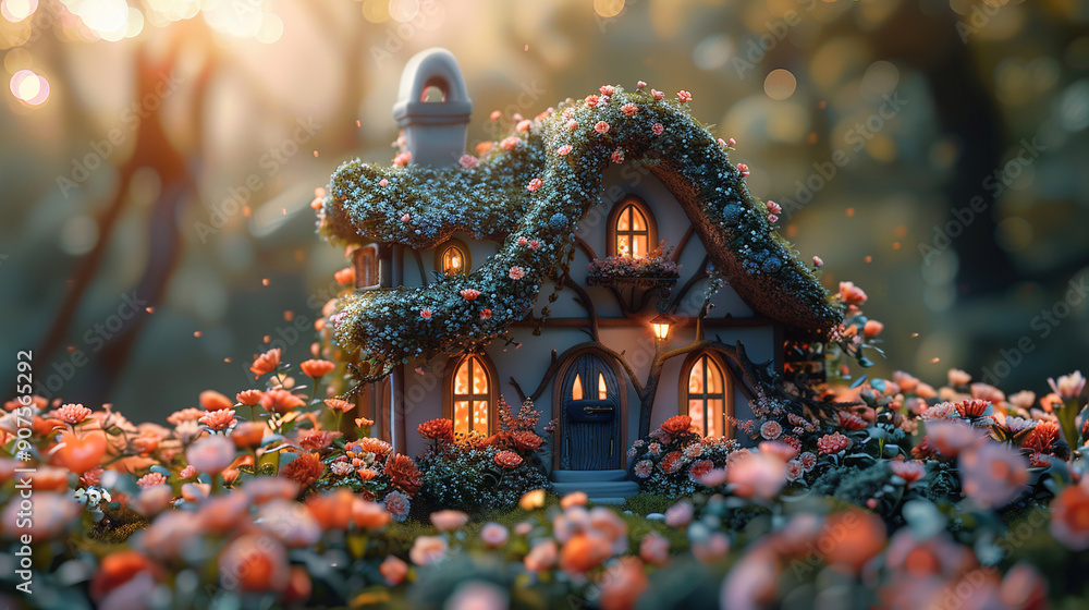Fototapeta premium fairy tale cottage in the garden