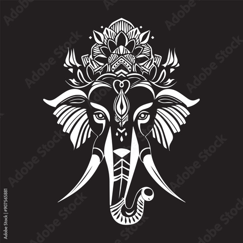 ganesha elephant god hindu god religion culture hinduism indian india icon black and white vector business logo tattoo design illustration high quality image for prints t-shirt 