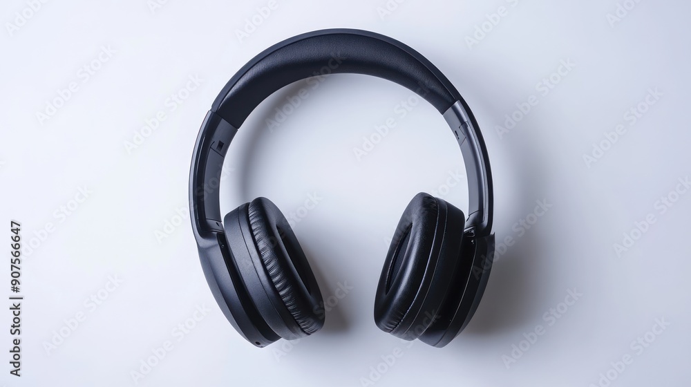 Black Headphones on White Background Black Headphones on White Background