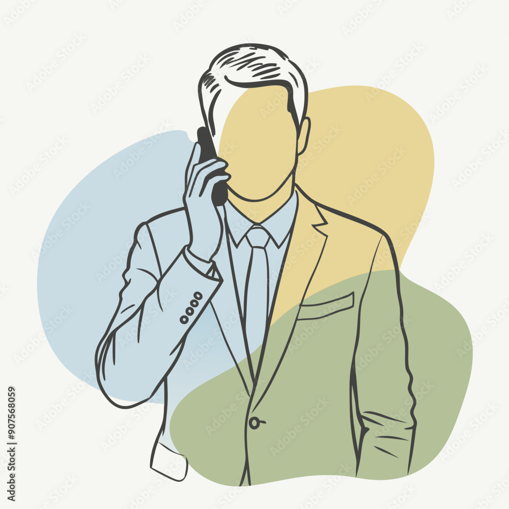 Businessman in suit having a phone conversation , isolated on white background. Professional man communicating via mobile device about work, modern business communication concept Businessman in suit having a phone conversation , isolated on white background. Professional man communicating via mobile device about work, modern business communication concept