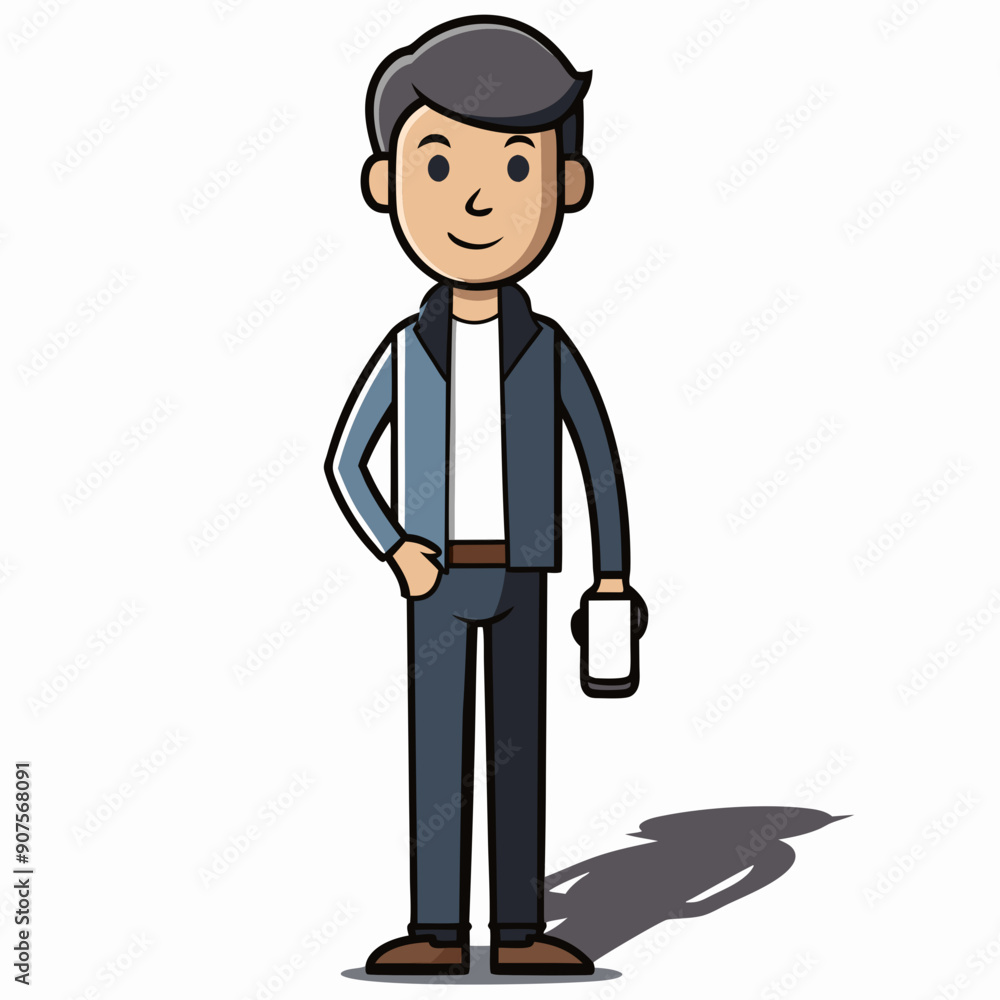 Vector Illustration of Cartoon Style Teenager Holding a Phone on White Isolated Background: Modern Teen Character with Smartphone in Hand, Playful and Colorful Design Concept Art Vector Illustration of Cartoon Style Teenager Holding a Phone on White Isolated Background: Modern Teen Character with Smartphone in Hand, Playful and Colorful Design Concept Art