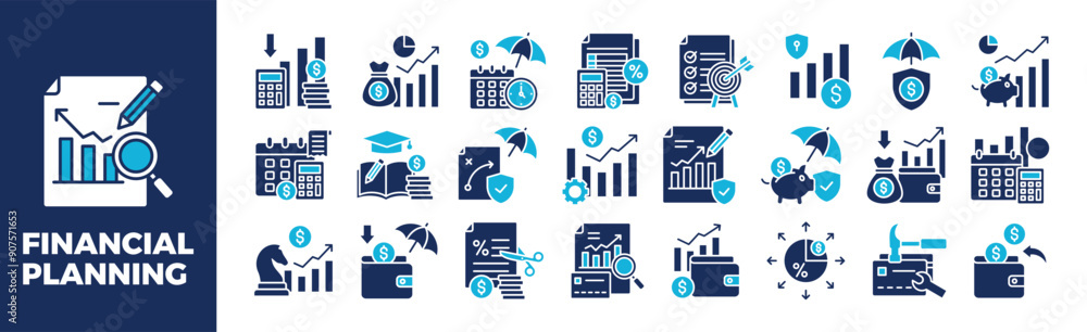 Financial Planning Icon Set For Design Elements, finance, business, investment, money, planning Financial Planning Icon Set For Design Elements, finance, business, investment, money, planning