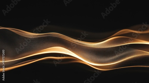 Abstract Golden Wave on Dark Background