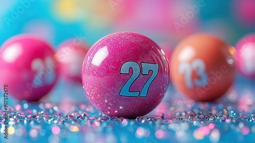 Pink Lottery Ball with Number 27.