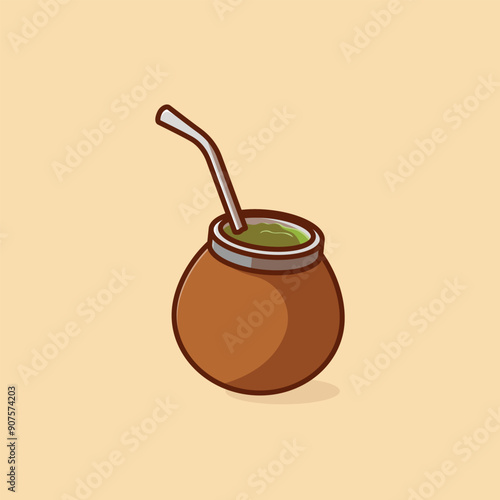 Simple traditional yerba mate tea cartoon vector illustration Collection of drinks concept icon isolated