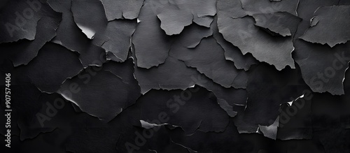 Realistic torn black paper scraps collection