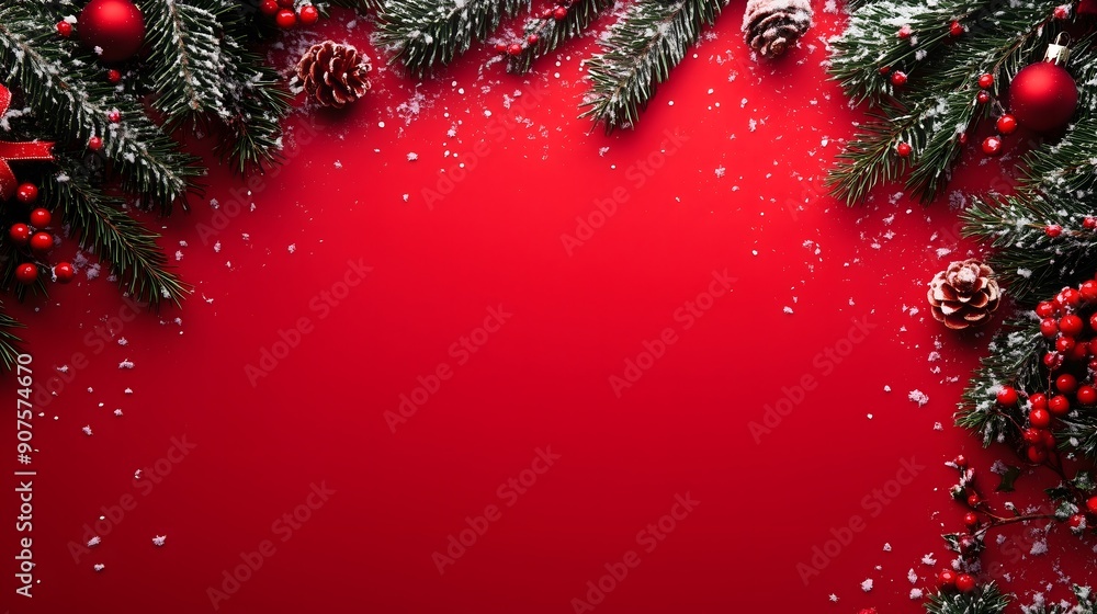 Merry Christmas and happy New Year background - Elegant Christmas Background with Red Ornaments and Pine Branches_16 Merry Christmas and happy New Year background - Elegant Christmas Background with Red Ornaments and Pine Branches_16