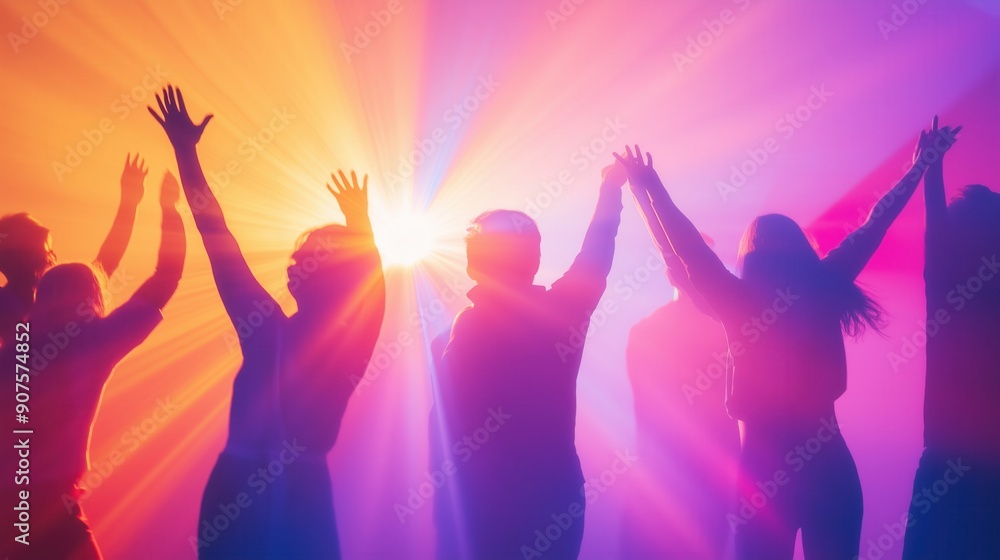 Group of young people having fun together. Dancing in big light room Group of young people having fun together. Dancing in big light room