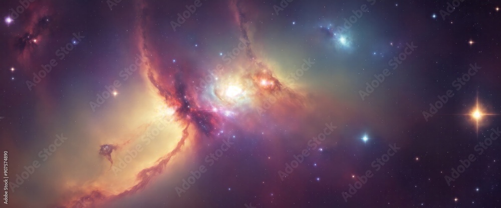 Naklejka premium Nebula in deep space with stars