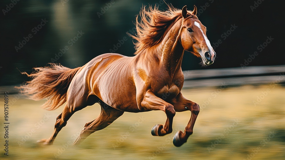 Majestic brown horse galloping in an open field, showcasing power and grace. Perfect for nature, wildlife, and equestrian themes. Majestic brown horse galloping in an open field, showcasing power and grace. Perfect for nature, wildlife, and equestrian themes.